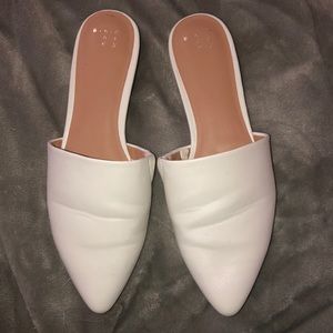 White flat mules